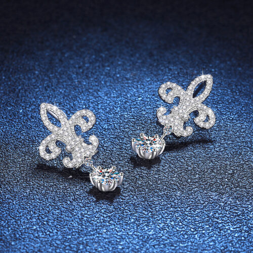 Hoa Tai Bạc Nữ Đính Kim Cương Moissanite Bạc S925 BTN042 Vàng