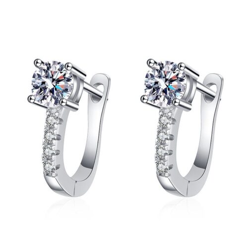 Bông Tai Chữ U Đính Kim Cương Moissanite Bạc S925 BTN029