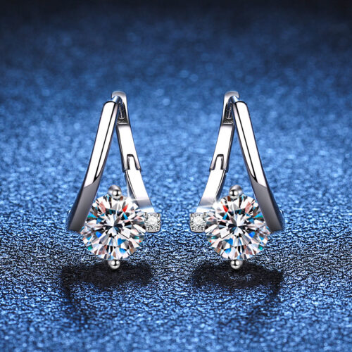 Bông Tai Đính Kim Cương Moissanite 1 Carat Sang Trọng Bạc S925 BTN023