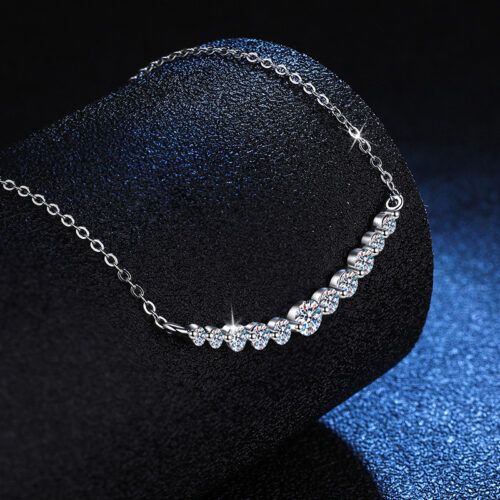 Vòng Cổ Cao Cấp Đính Kim Cương Moissanite Bạc S025 DCN053 Màu Bạc