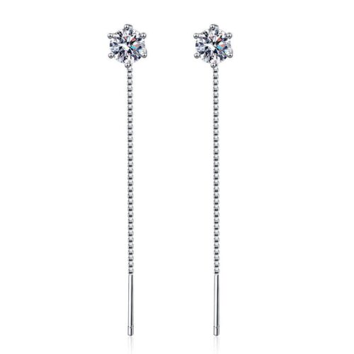 Hoa Tai Sáu Móng Kim Cương Moissanite 1 Carat Bạc S925 BTN022