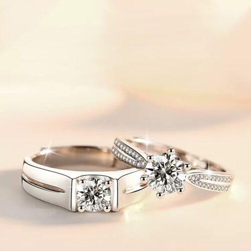Nhẫn Cặp Đôi Lới Hứa Đính Kim Cương Moissanite Bạc S925 NHC010 Nhẫn Nữ
