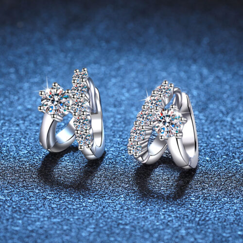 Bông Tai Kiểu Pháp Đính Kim Cương Moissanite Bạc S925 BTN056