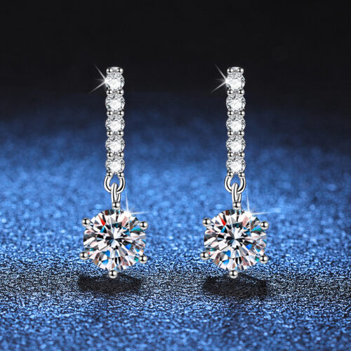 Bông Tai Thời Trang Đính Kim Cương Moissanite 1 Carat Bạc S925 BTN057