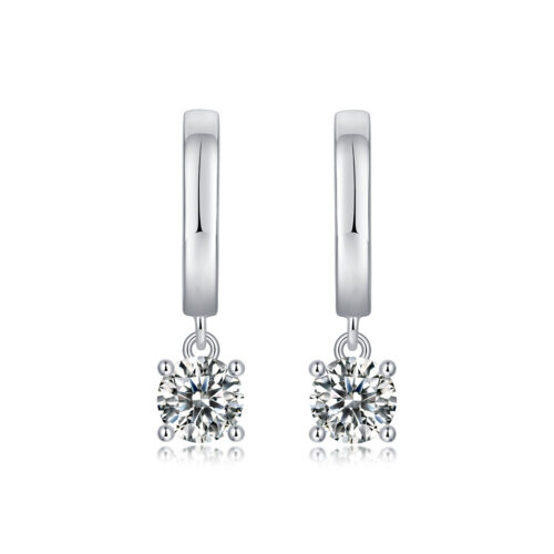 Khuyên Tai Nữ Sang Trọng Khí Chất Đính Kim Cương Moissanite Bạc S925 BTN077 E15382