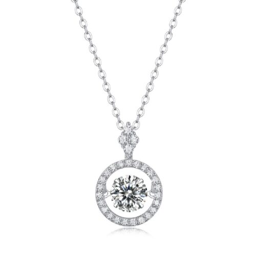 Vòng Cổ Bạc S925 Mặt Dây Chuyền Cảm Ứng Moissanite 1 Carat DCN081