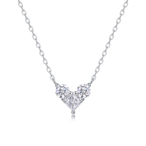 Vòng Cổ Đính 3 Viên Kim Cương Moissanite Bạc S925 DCN106