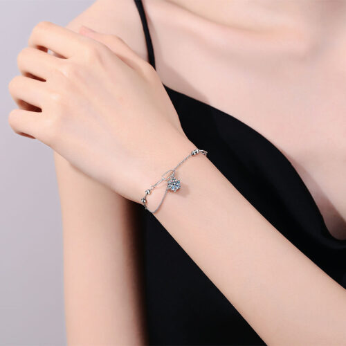 Lắc Tay Sang Trọng Đính Kim Cương Moissanite 1 Carat Bạc S925 VDN028
