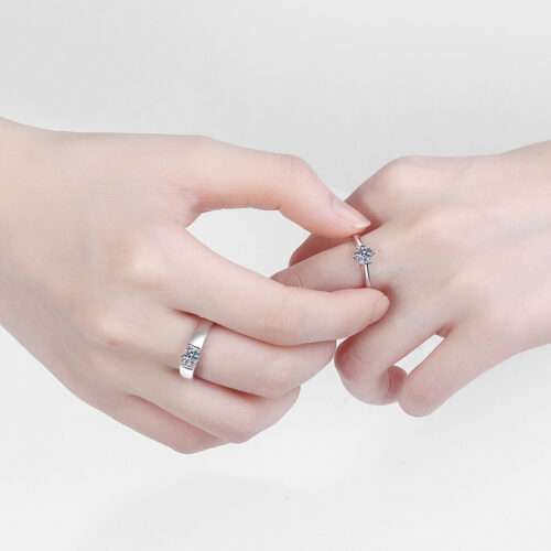 Nhẫn Đôi Lấp Lánh Đính Kim Cương Moissanite Bạc S926 NHC002 Nhẫn Nữ