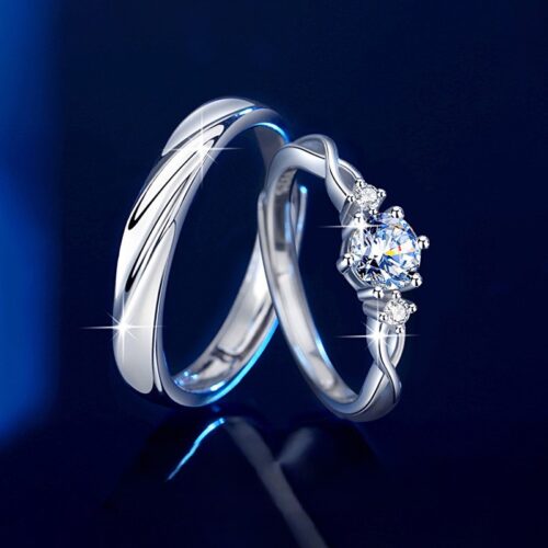 Nhẫn Cặp Đôi Đẹp Đính Kim Cương Moissanite Bạc S925 NHC008 Nhẫn Nữ