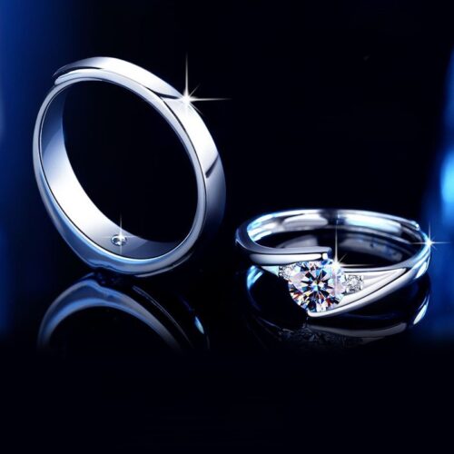 Nhẫn Cặp Dễ Thương Đính Kim Cương Moissanite Bạc S925 NHC011 Nhẫn Nữ