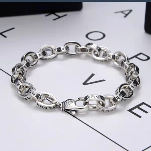 Vòng Tay Khóa Lò Xo Ký Tự May Mắn Bạc Thái S925 VDB017 18cm 26.5g