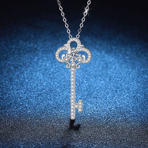 Dây Chuyền Chìa Khóa Đính Kim Cương Moissanite Bạc S925 DCN066