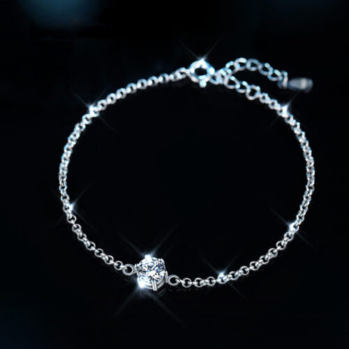 Lắc Tay Nhẹ Nhành Sang Trọng Đính Kim Cương Moissanite 1 Carat Bạc S925 VDN019