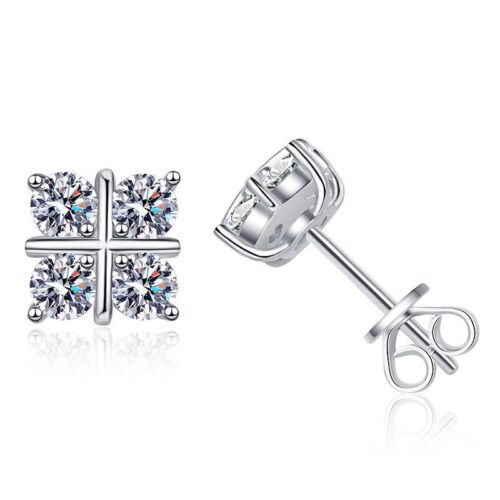 Hoa Tai Khí Chất Đính Kim Cương Moissanite Bạc S925 BTN027