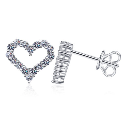Bông Tai Trái Tim Đính Kim Cương Moissanite Bạc S925 BTN036