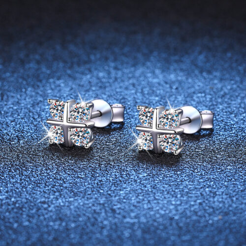 Hoa Tai Khí Chất Đính Kim Cương Moissanite Bạc S925 BTN027