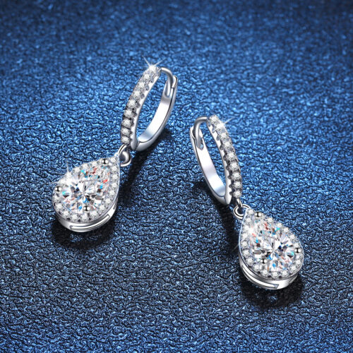 Hoa Tai Giọt Nước Đính Kim Cương Moissanite 1 Carat Bạc S925 BTN063