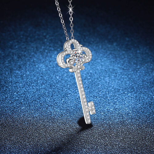 Dây Chuyền Chìa Khóa Đính Kim Cương Moissanite Bạc S925 DCN066