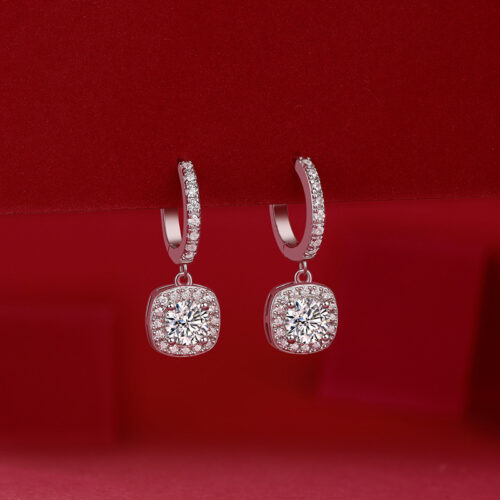 Bông Tay Nữ Thanh Lịch Đính Kim Cương Moissanite Bạc S925 BTN076