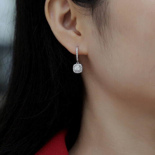 Bông Tay Nữ Thanh Lịch Đính Kim Cương Moissanite Bạc S925 BTN076