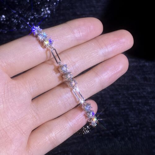 Vòng Tay Cao Cấp Đính Kim Cương Moissanite Bạc S925 VDN036