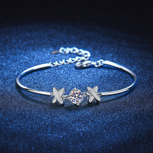 Lắc Chân Kiểu Hàn Quốc Đính Kim Cương Moissanite Bạc S925 VDN035