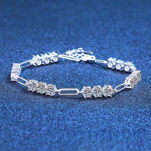 Vòng Tay Cao Cấp Đính Kim Cương Moissanite Bạc S925 VDN036