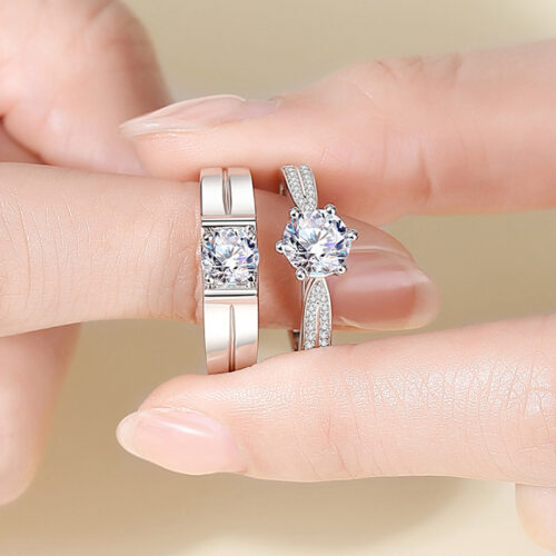 Nhẫn Cặp Đôi Lới Hứa Đính Kim Cương Moissanite Bạc S925 NHC010 Nhẫn Nữ