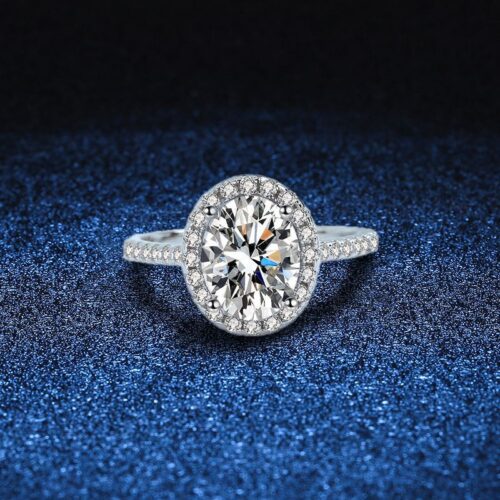 Nhẫn Khí Chất Nữ Đính Kim Cương Moissanite 2 Carat Bạc S925 NHN043