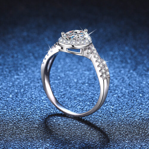 Nhẫn Giọt Nước Đính Kim Cương Moissanite 1 Carat Bạc S925 NHN047