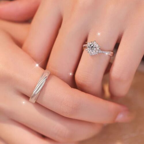 Nhẫn Cặp Song Hành Đính Kim Cương Moissanite Bạc S925 NHC015 Nhẫn Nữ
