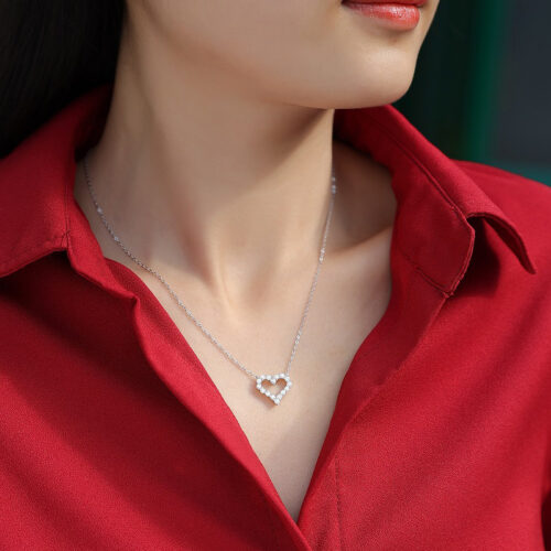 Dây Chuyền Trái Tim Đính Kim Cương Moissanite Bạc S925 DCN101