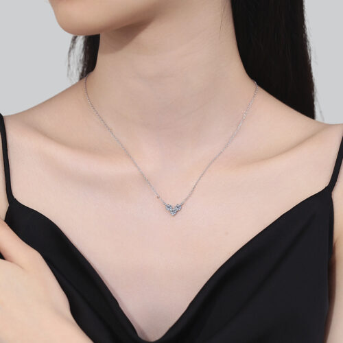 Vòng Cổ Đính 3 Viên Kim Cương Moissanite Bạc S925 DCN069