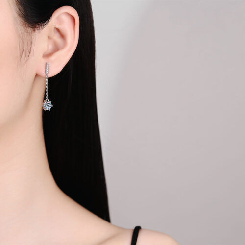 Bông Tai Kiểu Hàn Quốc Đính Kim Cương Moissanite 1 Carat Bạc S925 BTN064