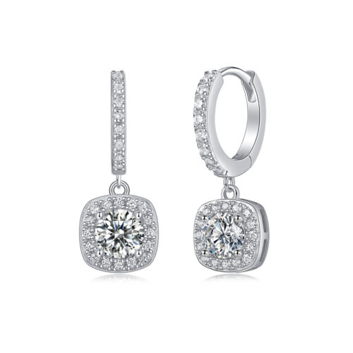 Bông Tay Nữ Thanh Lịch Đính Kim Cương Moissanite Bạc S925 BTN076