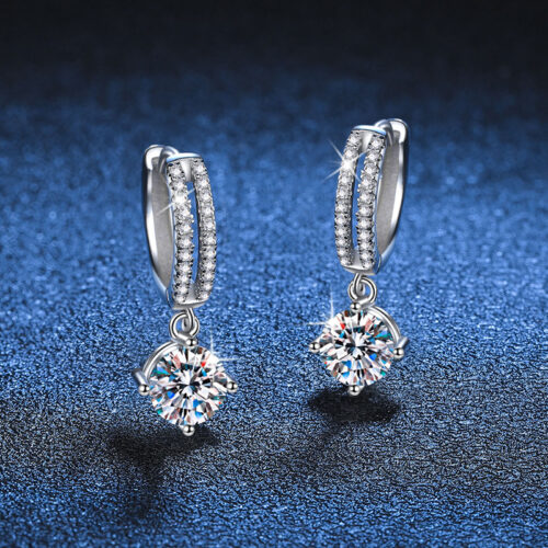 Hoa Tai Bốn Móng Đính Kim Cương Moissanite 1 Carat Bạc S925 BTN052