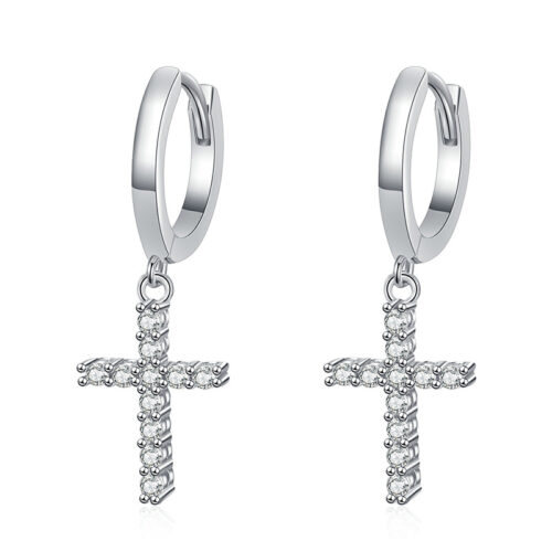 Bông Tai Chữ Thập Đính Kim Cương Moissanite Bạc S925 BTN044