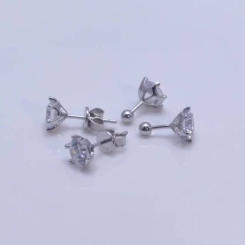 Bông Tai Sáu Móng Bạc S925 Kim Cương Moissanite 2 Carat BTN015