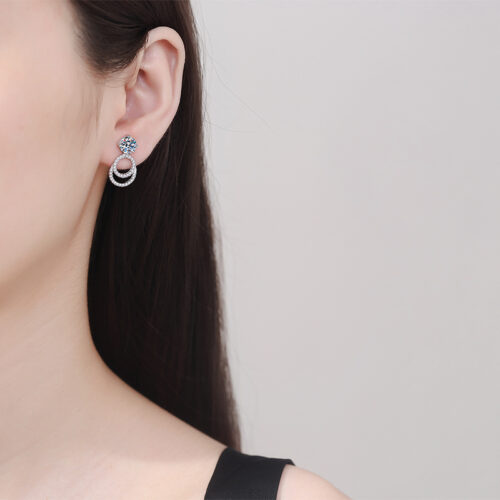 Bông Tai Nữ Moissanite Sang Trọng Bạc S925 BTN062