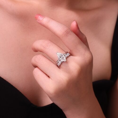Nhẫn Nữ Cao Cấp Sang Trọng Đính Kim Cương Moissanite Bạc S925 NHN078 R15330