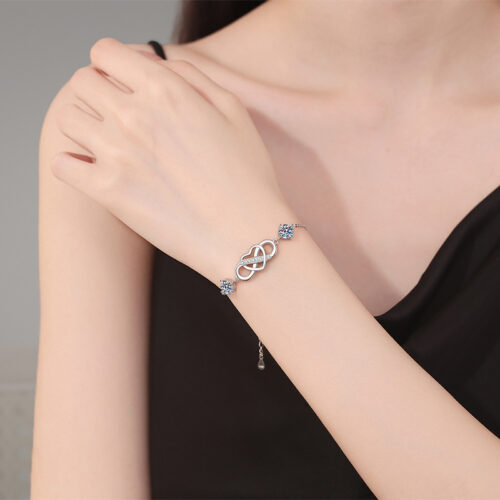 Lắc Chân Trái Tim Đính Kim Cương Moissanite Bạc S925 VDN040