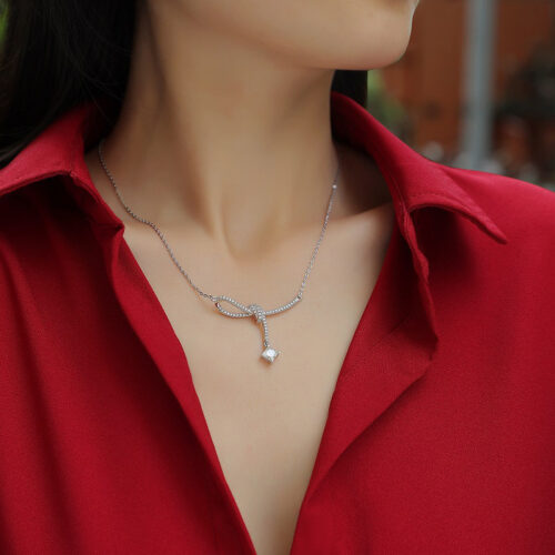 Vòng Cổ Cao Cấp Đính Kim Cương Moissanite 1 Carat Bạc S925 DCN114