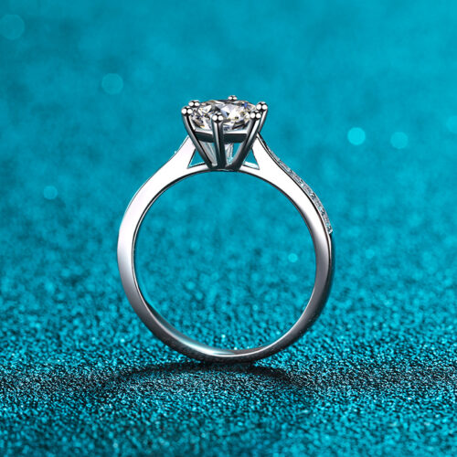 Nhẫn Nữ Sáu Móng Kiểu Hàn Quốc Đính Kim Cương Moissanite 2 Carat Bạc S925 NHN064