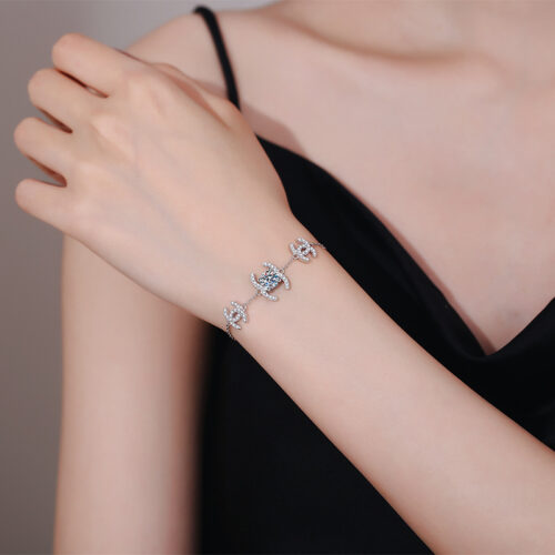 Lắc Chân Nữ Sang Trọng Đính Kim Cương Moissanite 1 Carat Bạc S925 VDN031