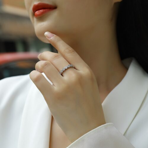 Nhẫn Thiết Kế Độc Đáo Đính Kim Cương Moissanite Bạc S925 NHN077