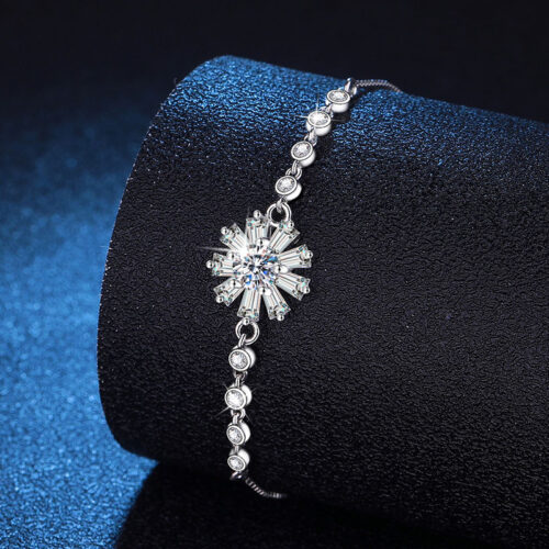 Vòng Tay Hoa Hướng Dương Đính Kim Cương Moissanite Bạc S925 VDN032