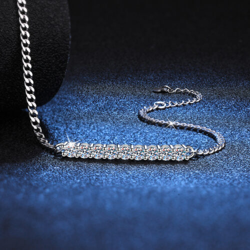 Lắc Chân Cao Cấp Đính Kim Cương Moissanite Bạc S925 VDN033