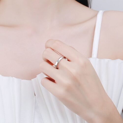 Nhẫn Vuông Nữ Đính Kim Cương Moissanite Bạc S925 NHN042