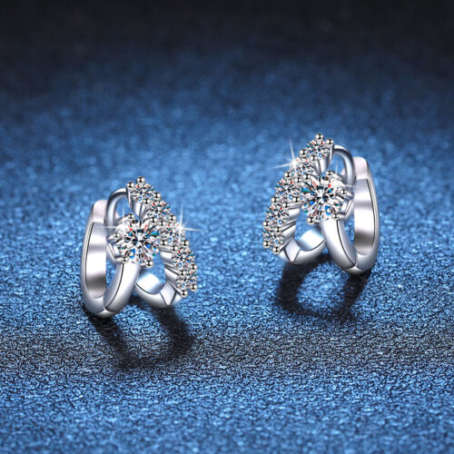 Bông Tai Kiểu Pháp Đính Kim Cương Moissanite Bạc S925 BTN056
